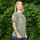 Women's Camo American Flag Patriotic Boyfriend Fit T-Shirt (Army Green)-4