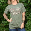 Women's Camo American Flag Patriotic Boyfriend Fit T-Shirt (Army Green)-5