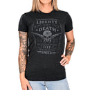 Women's Liberty or Death Patriotic Boyfriend Fit T-Shirt (Black on Black)-1