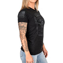 Women's Liberty or Death Patriotic Boyfriend Fit T-Shirt (Black on Black)-4