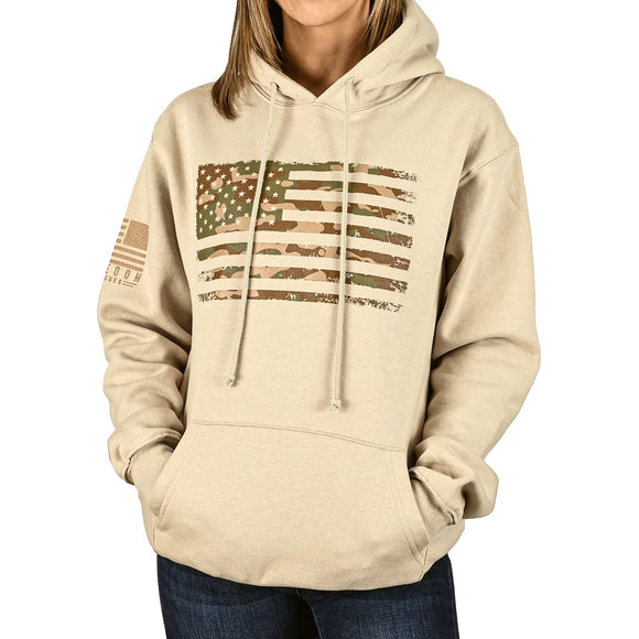 Women's Heavyweight Oversized Arid Camo Flag Hoodie
