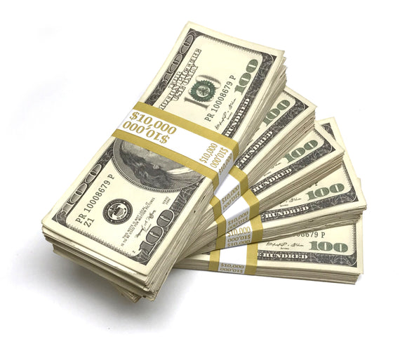 Money Prop - Series 2000 $100's Aged-Look $50,000 Blank Filler 5-Stack Package