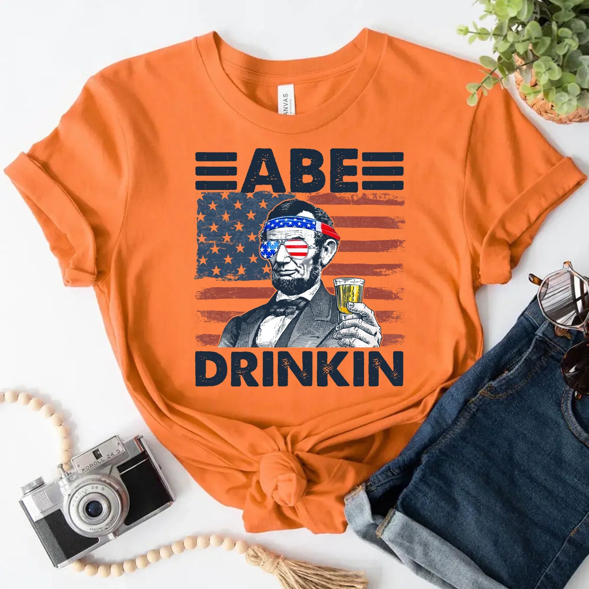 Abe Drinkin 4th of July Shirt – Abraham Lincoln Patriotic Drinking Tee