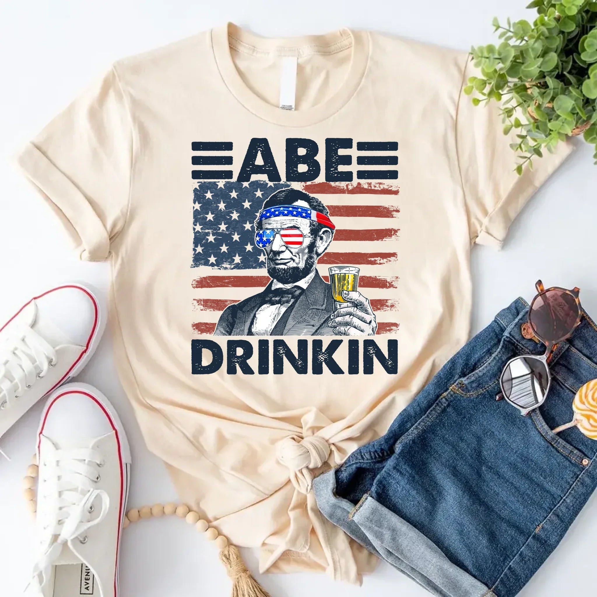 Abe Drinkin 4th of July Shirt – Abraham Lincoln Patriotic Drinking Tee