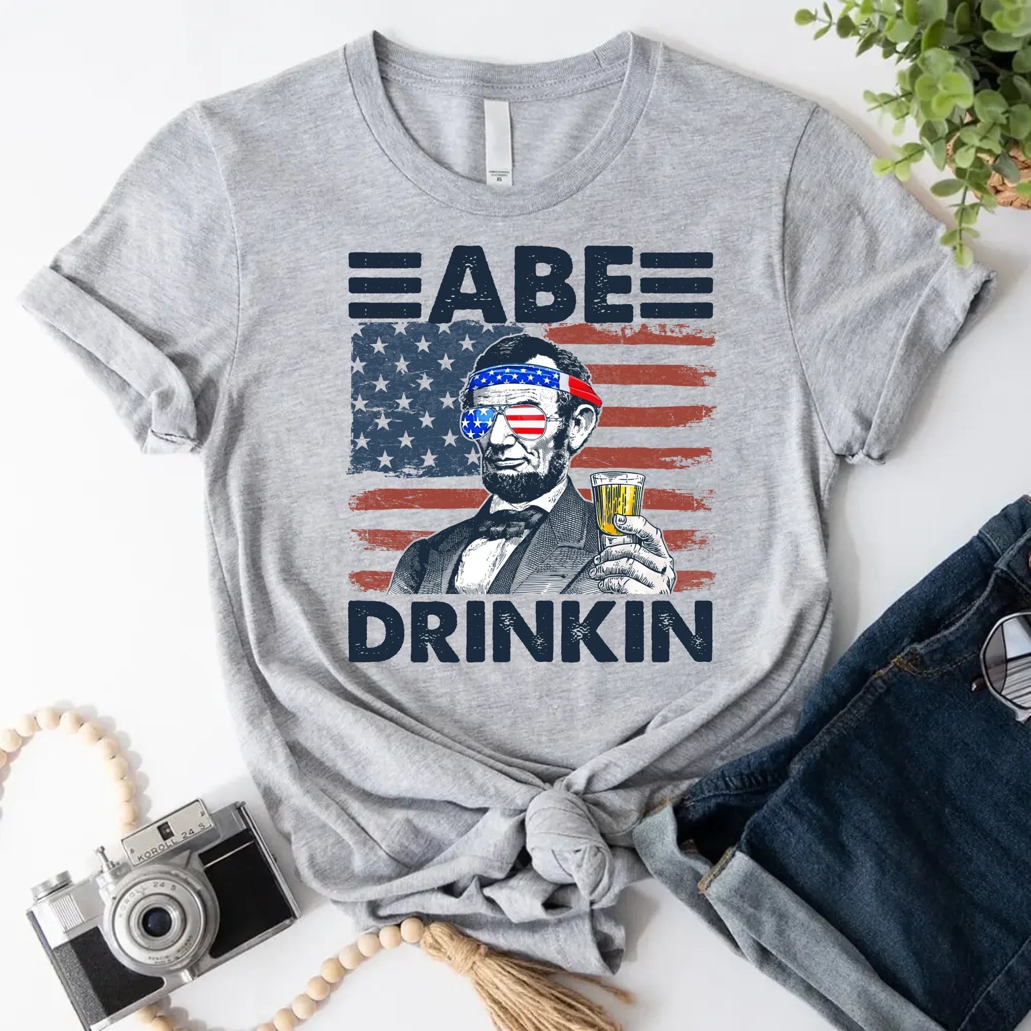 Abe Drinkin 4th of July Shirt – Abraham Lincoln Patriotic Drinking Tee