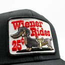 Wiener Rides 25 Cents Curved Snapback Trucker Hat-2