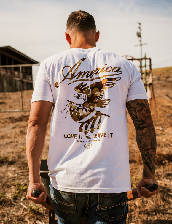 Love It or Leave It Camo T-Shirt – White | The Brave Ones
