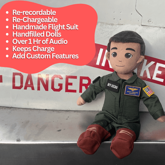 Pilot Daddy Doll | Military Doll in Flight Suit | Recordable