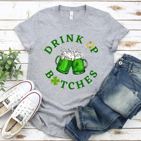Cheers F*ckers, Drink Up B*tches Saint Paddy Couples T-Shirt