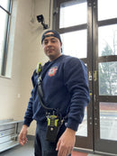 Firefighter Leather Radio Holster with Belt, Strap, Anti-Sway Strap, and Mic Loops. Perfect for Firefighters, EMT, Police-5