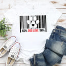 100% Dog Love Barcode With Paw Pet Lover Tee-1