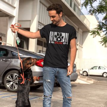 100% Dog Love Barcode With Paw Pet Lover Tee - 0