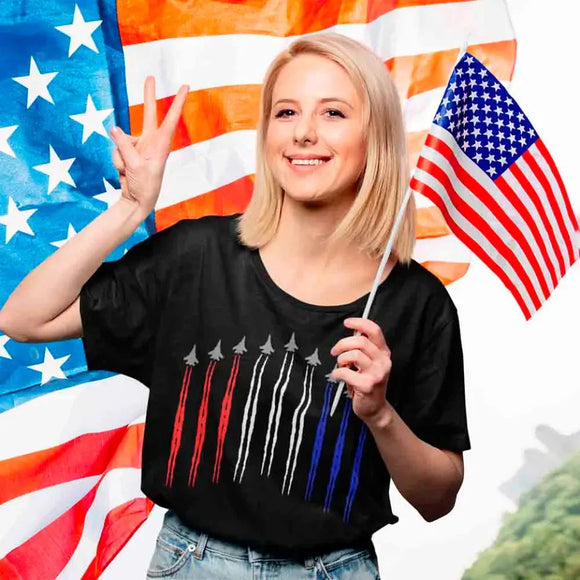 Air Force Flyover Red White And Blue for Adult and Kids T-shirt