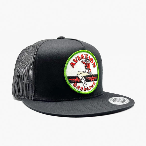 Aviation Gasoline Pinup Logo Trucker Hat