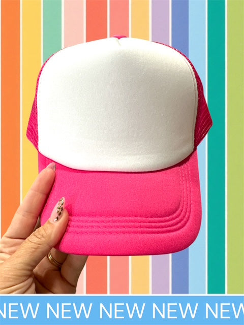 Trucker Hat -  I Pee In Pools - Pink_Teal