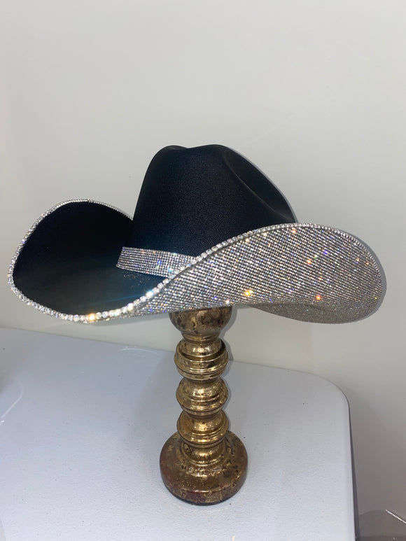 Square shaped Black & Crystal Hat