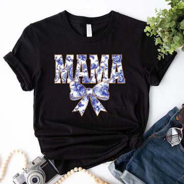 Mama Chinoiserie Coquette Bow T-Shirts – Elegant & Trendy Graphic Tees for Moms - 0