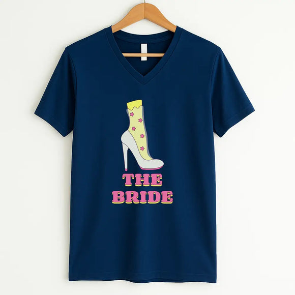 🍾 Team Bride & The Bride 💍 Bachelorette Party Matching V-Neck T-Shirts