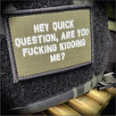 As Seen on Socials - "Hey Question, Are You Fucking Kidding Me?" - 2x3 Patch - Olive Drab w/White-2