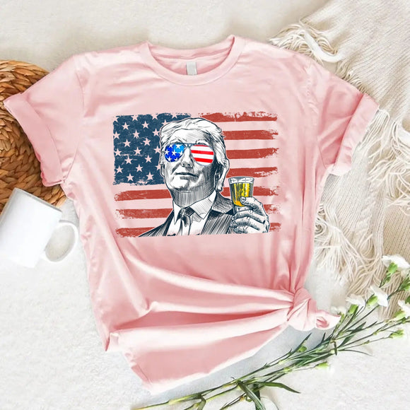 Donald Trump Drinking Party T Shirt Crew Neck Unisex