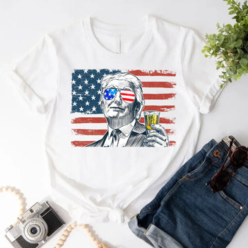 Donald Trump Drinking Party T Shirt Crew Neck Unisex