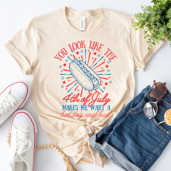 You Look Like the 4th of July Hot Dog Shirt – Funny Independence Day T-Shirt